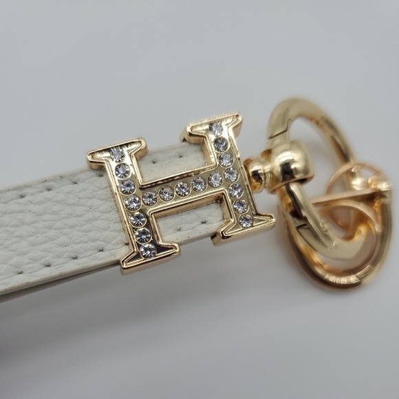 H Leather Key Chain. White - NEW - - Picture 8 of 8